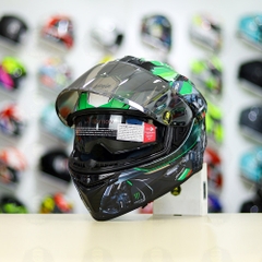 Mũ Fullface E81 Đen Bóng + Dán Tem Decal Kawasaki Ninja FREESHIP