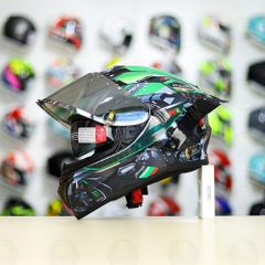 Mũ Fullface EGO E81 Đen Bóng + Dán Tem Decal Kawasaki Ninja FREESHIP
