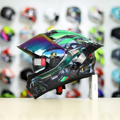 Mũ Fullface EGO E81 Đen Bóng + Dán Tem Decal Kawasaki Ninja FREESHIP