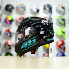 Mũ EGO E81 Đen Bóng + Dán Tem Decal AGV PROJECT 46 Xanh Ngọc FREESHIP