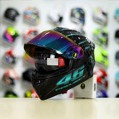 Mũ EGO E81 Đen Bóng + Dán Tem Decal AGV PROJECT 46 Xanh Ngọc FREESHIP