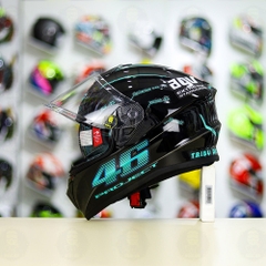 Mũ EGO E81 Đen Bóng + Dán Tem Decal AGV PROJECT 46 Xanh Ngọc FREESHIP