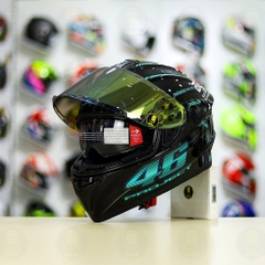 Mũ EGO E81 Đen Bóng + Dán Tem Decal AGV PROJECT 46 Xanh Ngọc FREESHIP