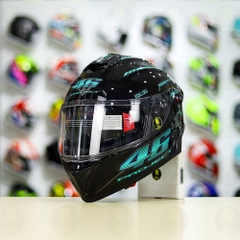 Mũ EGO E81 Đen Bóng + Dán Tem Decal AGV PROJECT 46 Xanh Ngọc FREESHIP