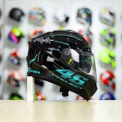 Mũ EGO E81 Đen Bóng + Dán Tem Decal AGV PROJECT 46 Xanh Ngọc FREESHIP