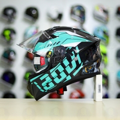 Mũ Fullface EGO E81 Đen Bóng + Dán Tem Decal AGV Myth V2 Xanh Ngọc FREESHIP