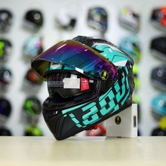 Mũ Fullface EGO E81 Đen Bóng + Dán Tem Decal AGV Myth V2 Xanh Ngọc FREESHIP