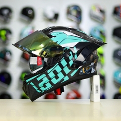 Mũ Fullface EGO E81 Đen Bóng + Tem Decal AGV Myth V2 Xanh Ngọc FREESHIP