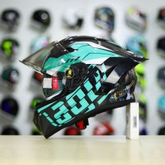 Mũ Fullface EGO E81 Đen Bóng + Tem Decal AGV Myth V2 Xanh Ngọc FREESHIP