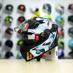 Mũ EGO E81 Đen Bóng + Dán Tem Decal BMW Bạc FREESHIP