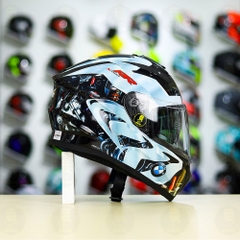 Mũ EGO E81 Đen Bóng + Dán Tem Decal BMW Bạc FREESHIP