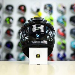 Mũ EGO E81 Đen Bóng + Dán Tem Decal BMW Bạc FREESHIP