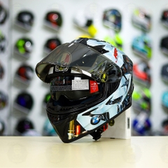 Mũ EGO E81 Đen Bóng + Dán Tem Decal BMW Bạc FREESHIP