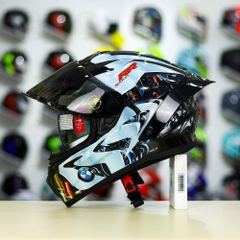 Full Combo Mũ EGO E81 Tem Decal BMW Bạc FREESHIP