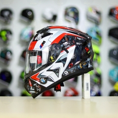 Mũ Fullface EGO E81 Đen Bóng + Dán Tem Decal BMW HP4 Đỏ FREESHIP