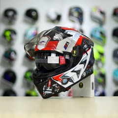 Mũ Fullface EGO E81 Đen Bóng + Dán Tem Decal BMW HP4 Đỏ FREESHIP