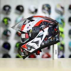 Mũ Fullface EGO E81 Đen Bóng + Dán Tem Decal BMW HP4 Đỏ FREESHIP