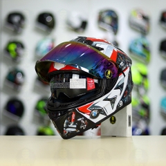 Mũ Fullface EGO E81 Đen Bóng + Dán Tem Decal BMW HP4 Đỏ FREESHIP