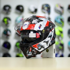 Mũ Fullface EGO E81 Đen Bóng + Dán Tem Decal BMW HP4 Đỏ FREESHIP