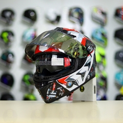 Mũ Fullface EGO E81 Đen Bóng + Dán Tem Decal BMW HP4 Đỏ FREESHIP