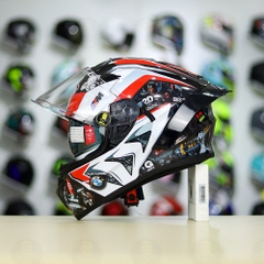 Full Combo Mũ EGO E81 Tem Decal BMW HP4 Đỏ FREESHIP