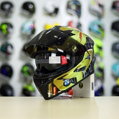 Mũ Fullface EGO E81 Đen Bóng + Dán Tem Decal BMW Vàng FREESHIP