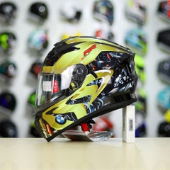 Mũ Fullface EGO E81 Đen Bóng + Dán Tem Decal BMW Vàng FREESHIP