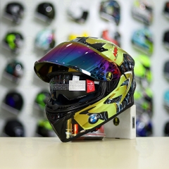 Mũ Fullface EGO E81 Đen Bóng + Dán Tem Decal BMW Vàng FREESHIP