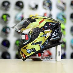 Mũ Fullface EGO E81 Đen Bóng + Dán Tem Decal BMW Vàng FREESHIP