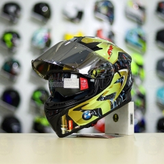 Mũ Fullface EGO E81 Đen Bóng + Dán Tem Decal BMW Vàng FREESHIP