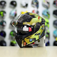 Mũ Fullface EGO E81 Đen Bóng + Dán Tem Decal BMW Vàng FREESHIP