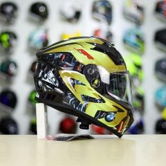 Mũ Fullface EGO E81 Đen Bóng + Dán Tem Decal BMW Vàng FREESHIP