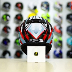 Mũ Fullface EGO E81 Đen Bóng + Dán Tem Decal Shoei BRINK Xám Bạc Đỏ FREESHIP