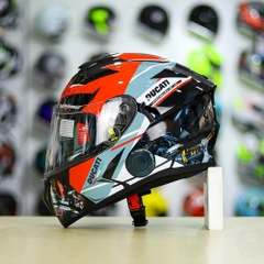 Mũ EGO E81 Đen Bóng + Dán Tem Decal DUCATI V2 FREESHIP