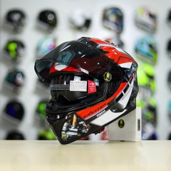 Mũ EGO E81 Đen Bóng + Dán Tem Decal Yamaha EXCITER Đen Đỏ FREESHIP