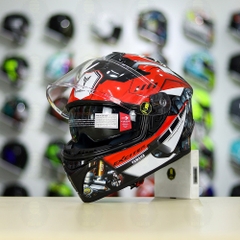 Mũ EGO E81 Đen Bóng + Dán Tem Decal Yamaha EXCITER Đen Đỏ FREESHIP