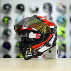 Mũ EGO E81 Đen Bóng + Dán Tem Decal Yamaha EXCITER Đen Đỏ FREESHIP