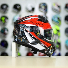 Mũ EGO E81 Đen Bóng + Dán Tem Decal Yamaha EXCITER Đen Đỏ FREESHIP