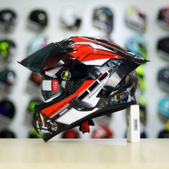 Full Combo Mũ EGO E81 Tem Decal Yamaha EXCITER Đen Đỏ FREESHIP