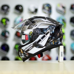 Mũ EGO E81 Đen Bóng + Dán Tem Decal Yamaha EXCITER Xám FREESHIP