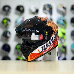 Mũ Fullface EGO E81 Đen Bóng + Dán Tem Decal Honda REPSOL FREESHIP