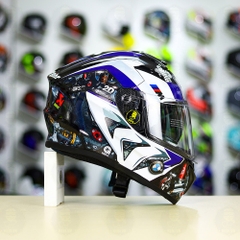 Mũ EGO E81 Đen Bóng + Dán Tem Decal BMW HP4 Trắng Xanh FREESHIP