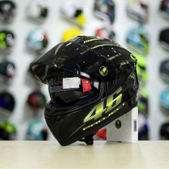 Mũ Fullface EGO E81 Đen Bóng + Dán Tem Decal AGV PROJECT 46 Đen Vàng FREESHIP