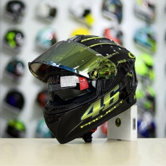 Mũ Fullface EGO E81 Đen Bóng + Dán Tem Decal AGV PROJECT 46 Đen Vàng FREESHIP