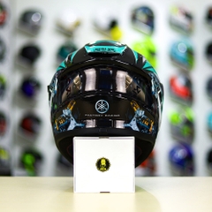 Mũ EGO E81 Đen Bóng + Tem Decal Yamaha R15 Xanh Ngọc Bích FREESHIP