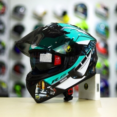 Mũ EGO E81 Đen Bóng + Tem Decal Yamaha R15 Xanh Ngọc Bích FREESHIP