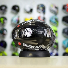 Mũ Fullface EGO E81 Đen Bóng + Dán Tem Decal Suzuki SATRIA Xám FREESHIP