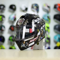 Mũ Fullface EGO E81 Đen Bóng + Dán Tem Decal Suzuki SATRIA Xám FREESHIP