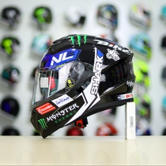 Mũ Fullface EGO E81 Đen Bóng + Dán Tem SHARK Monster Xanh FREESHIP