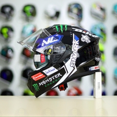 Mũ Fullface EGO E81 Đen Bóng + Dán Tem SHARK Monster Xanh FREESHIP